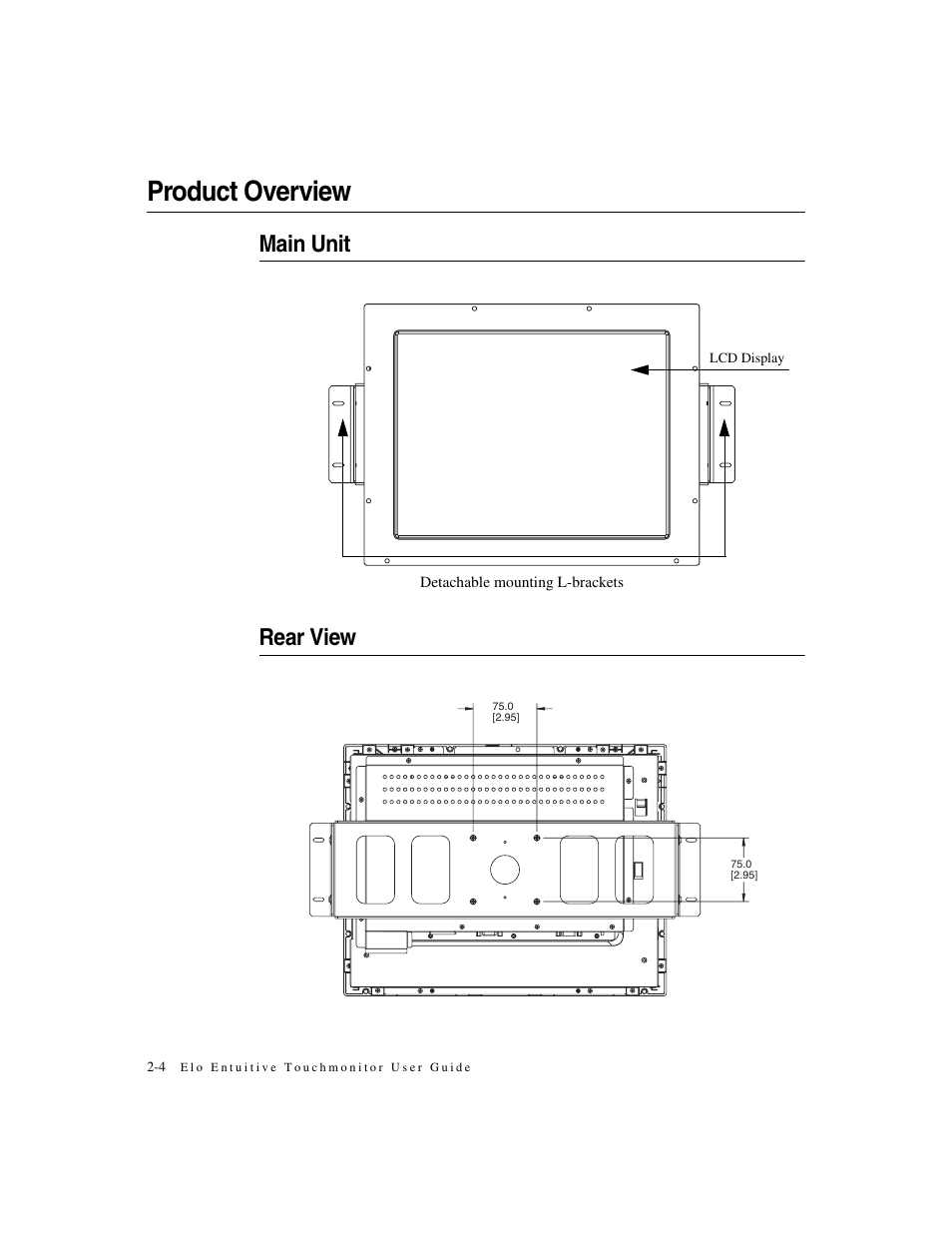 Product overview, Main unit rear view | Elo TouchSystems ET1546L-XXWA-X User Manual | Page 9 / 53