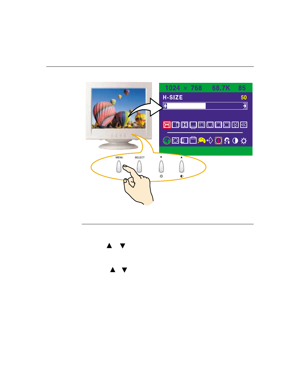 Touchmonitor controls, Using the on screen display (osd) | Elo TouchSystems 2125C User Manual | Page 18 / 47