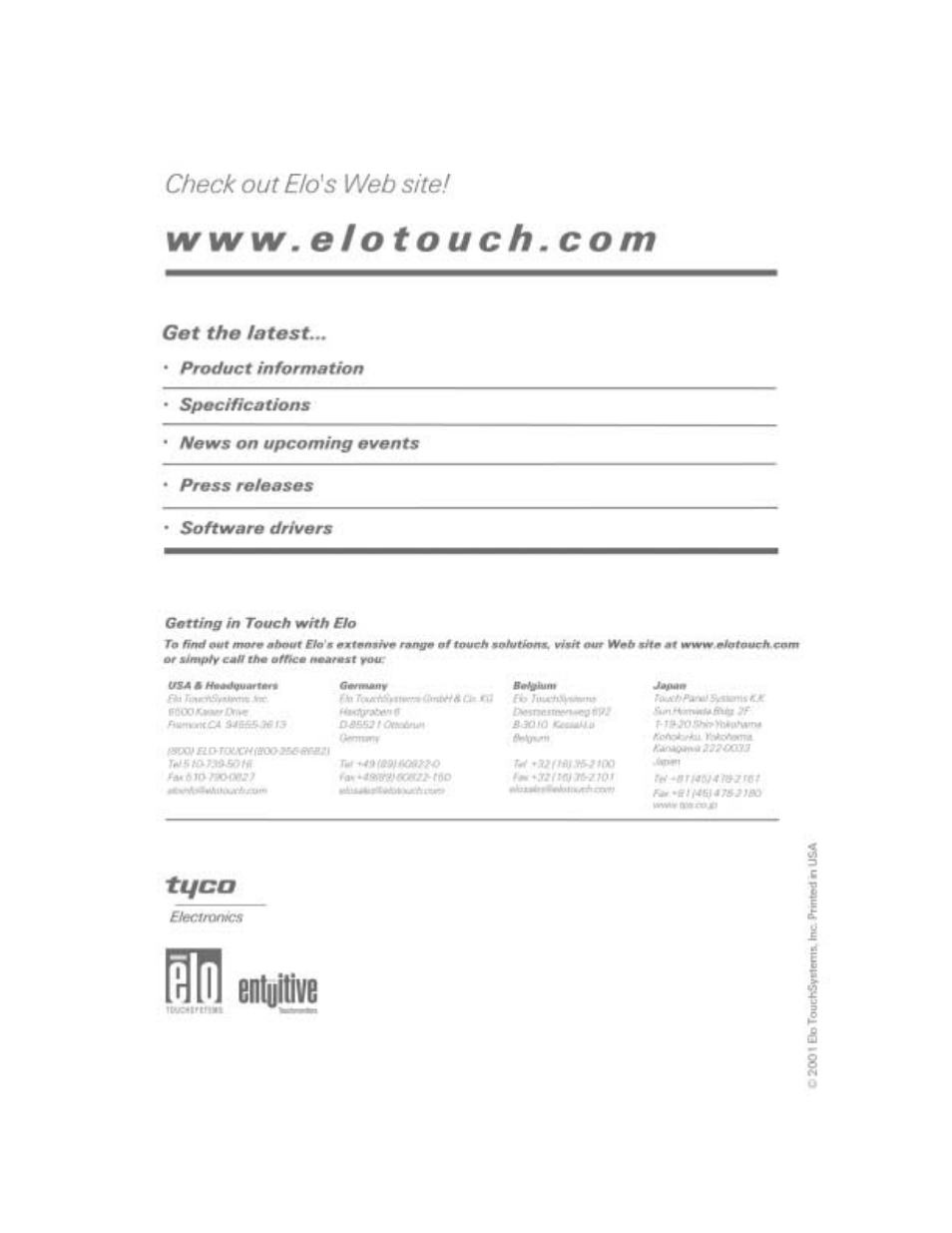 Elo TouchSystems 2125C User Manual | Page 47 / 47