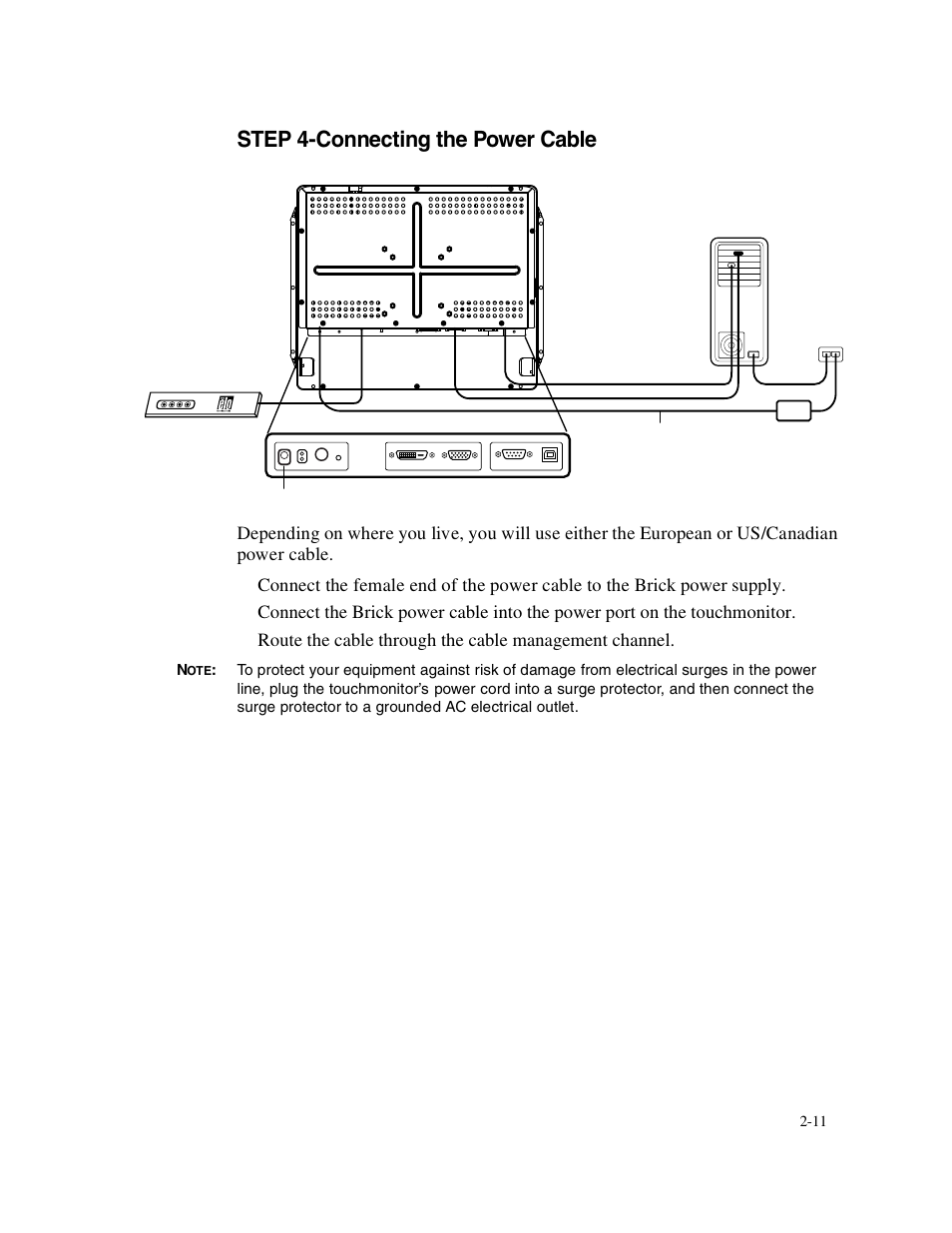 Step 4-connecting the power cable | Elo TouchSystems Elo Entuitive 1749L Series User Manual | Page 15 / 45
