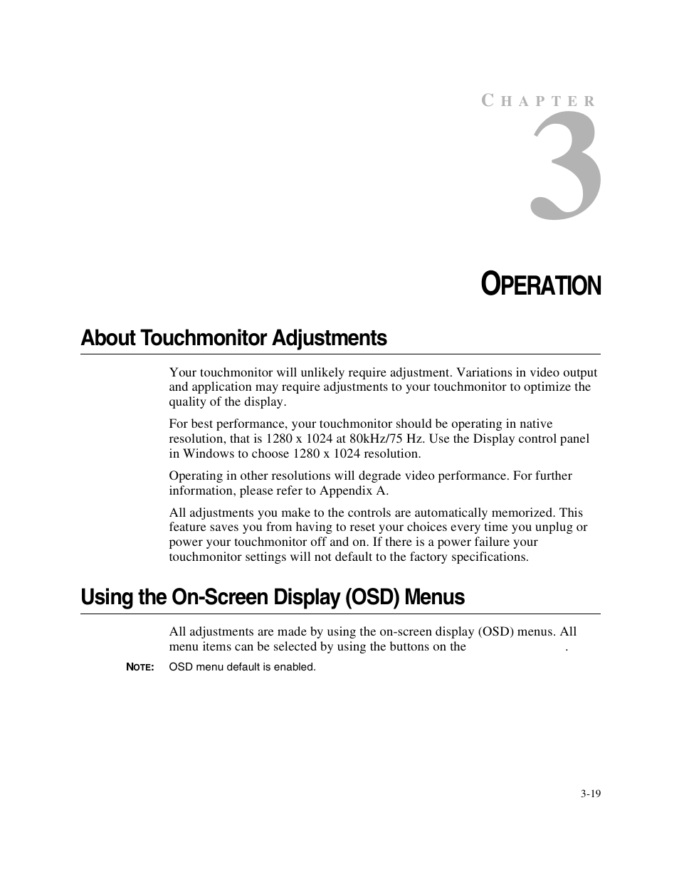 Peration | Elo TouchSystems Elo Entuitive 1749L Series User Manual | Page 23 / 45