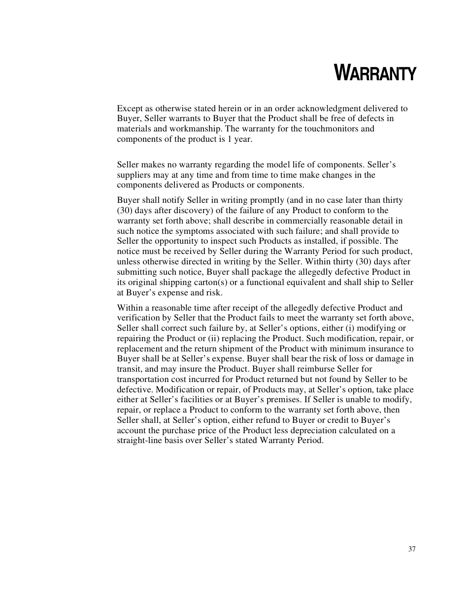 Arranty | Elo TouchSystems Elo Entuitive 1749L Series User Manual | Page 41 / 45