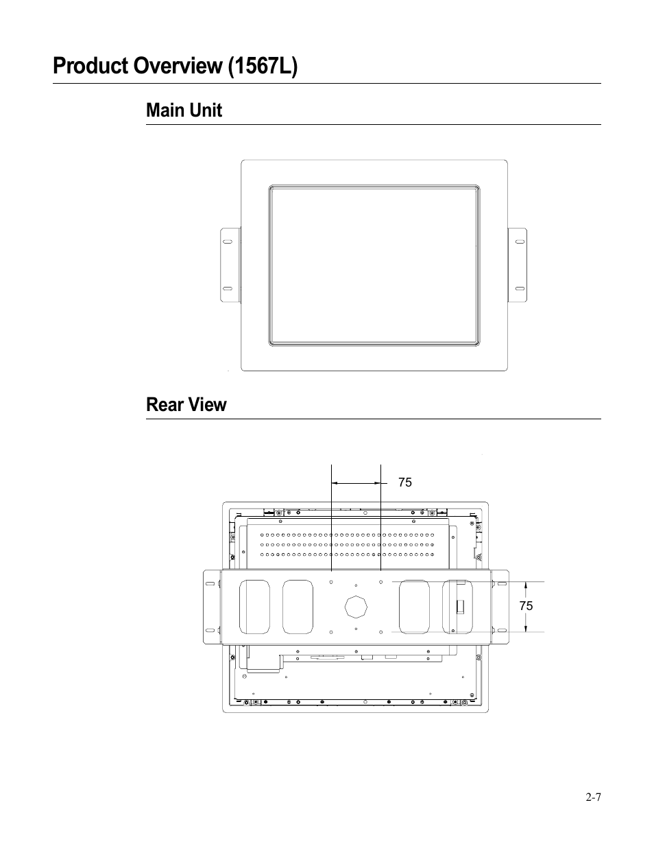 Product overview (1567l), Main unit rear view | Elo TouchSystems LCD User Manual | Page 12 / 66