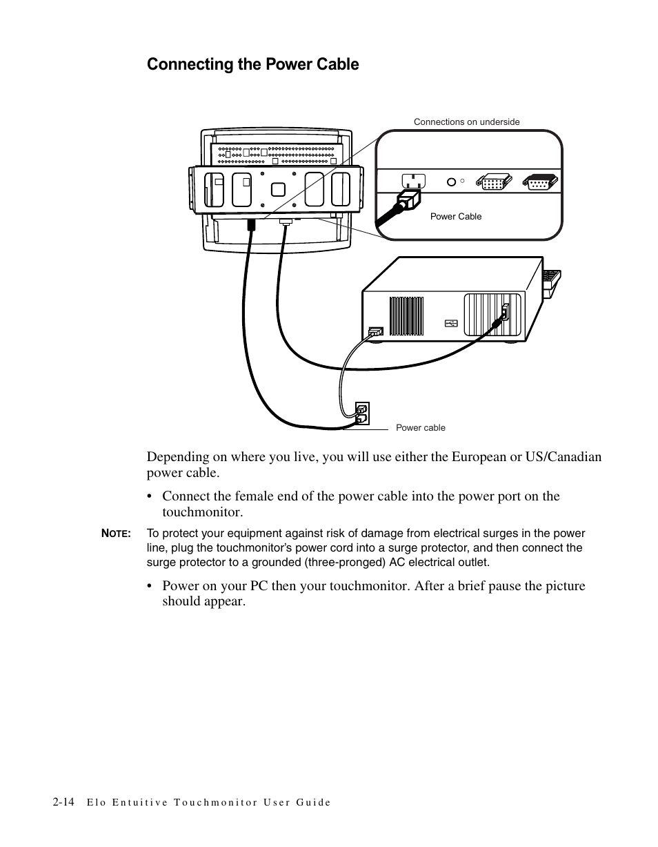 Connecting the power cable | Elo TouchSystems LCD User Manual | Page 19 / 66