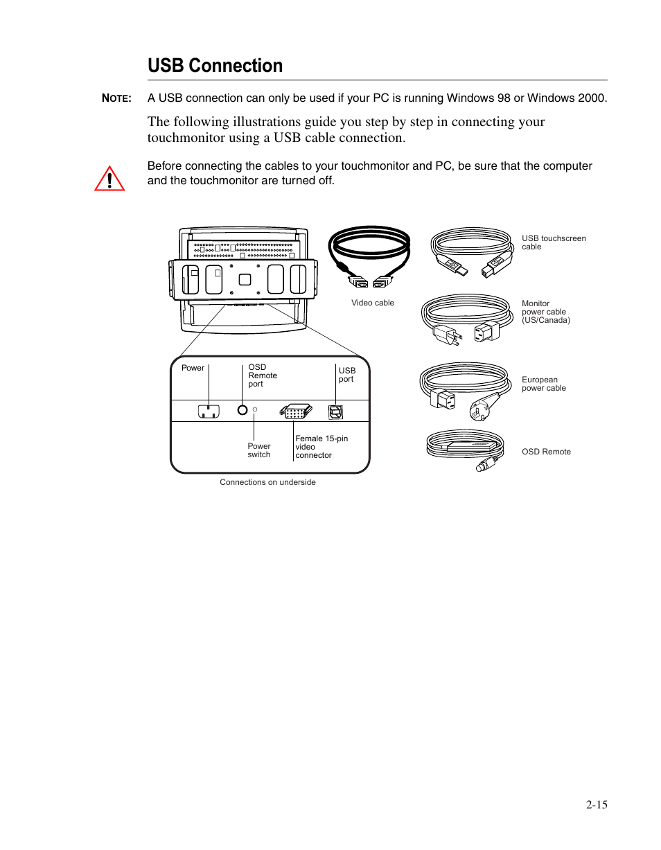 Usb connection | Elo TouchSystems LCD User Manual | Page 20 / 66