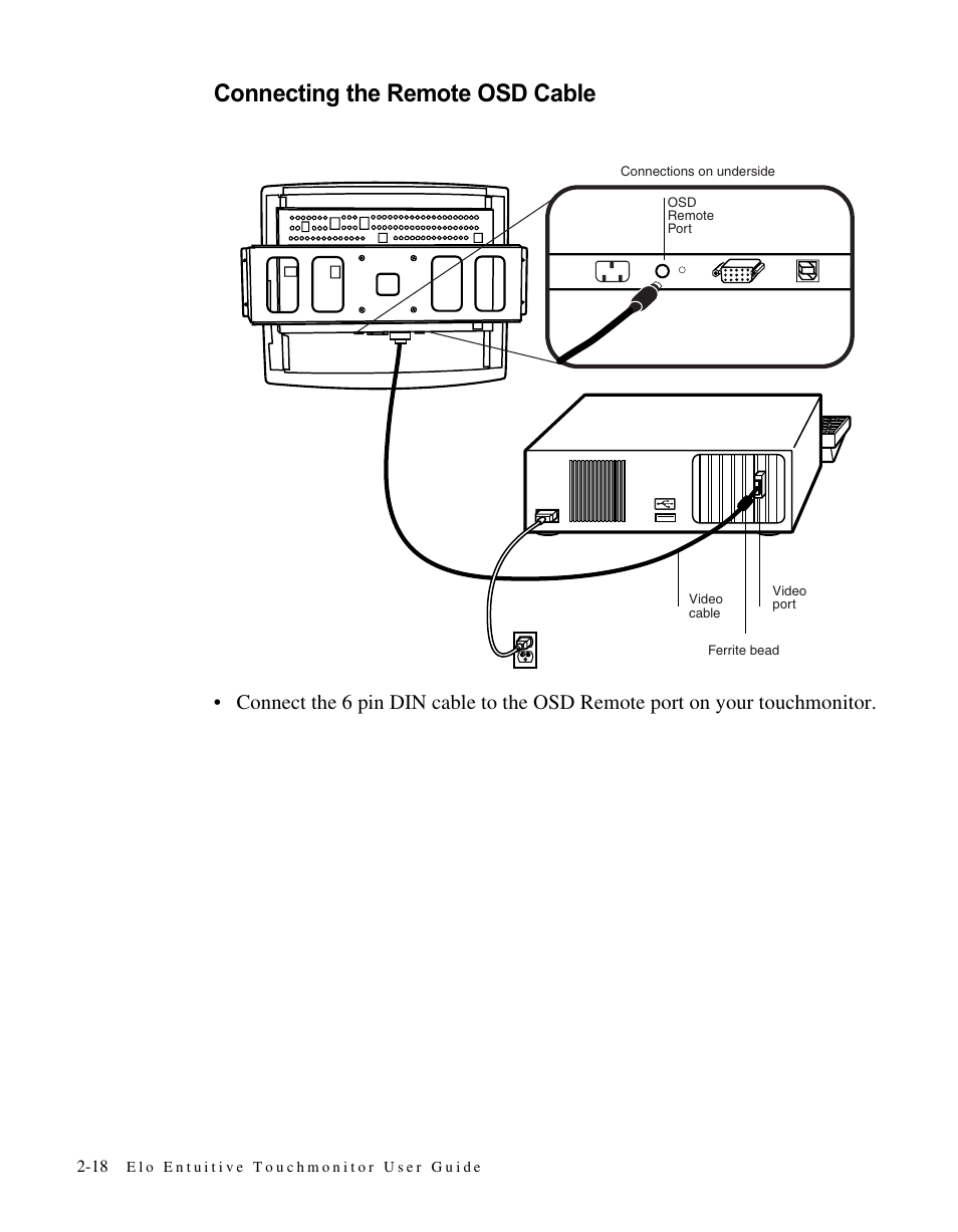 Connecting the remote osd cable | Elo TouchSystems LCD User Manual | Page 23 / 66
