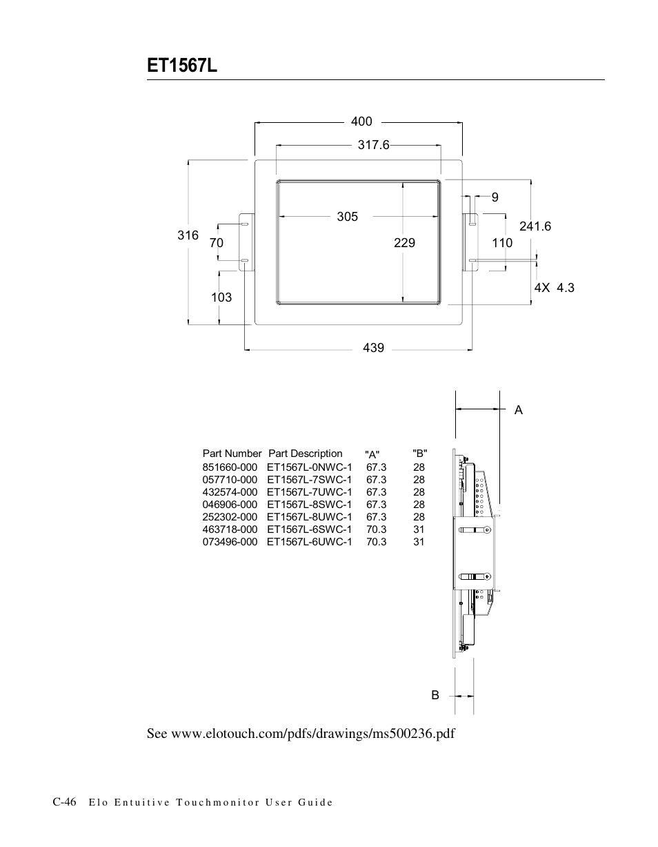 Et1567l | Elo TouchSystems LCD User Manual | Page 51 / 66