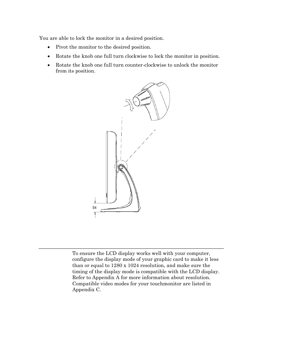 Tilt lock function, Optimizing the lcd display | Elo TouchSystems 192XL-XXWA-1 Series User Manual | Page 19 / 50