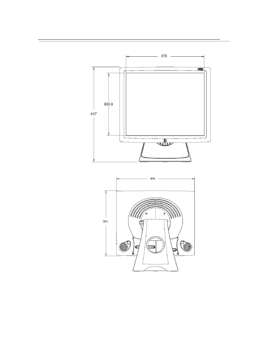 19 « lcd touchmonitor (et192xl-xxwa-1) dimensions | Elo TouchSystems 192XL-XXWA-1 Series User Manual | Page 44 / 50