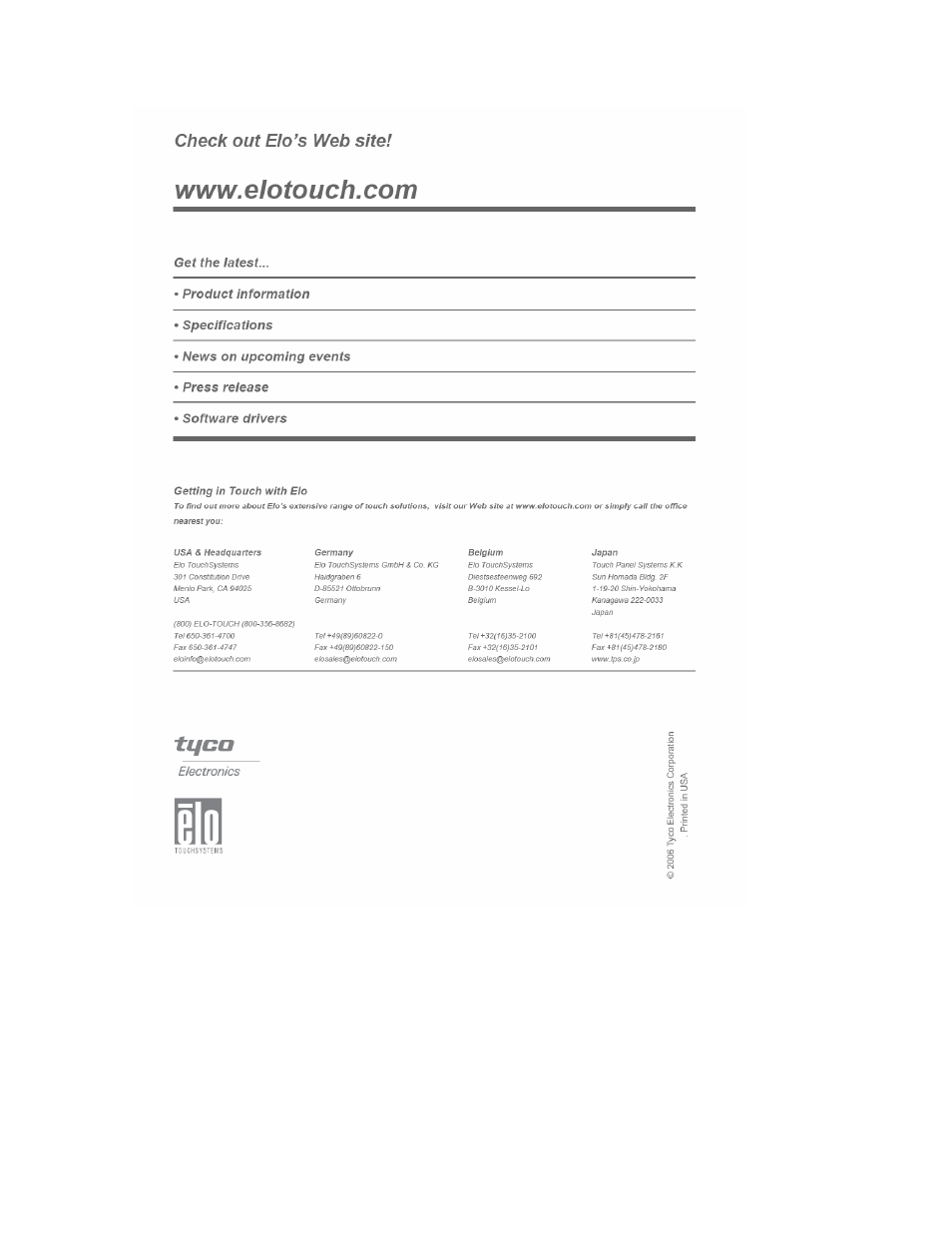 Elo TouchSystems 192XL-XXWA-1 Series User Manual | Page 50 / 50