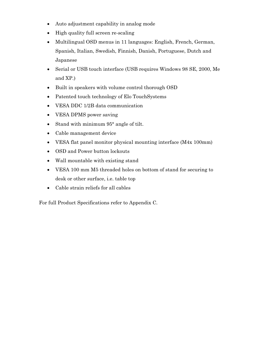 Elo TouchSystems 192XL-XXWA-1 Series User Manual | Page 8 / 50