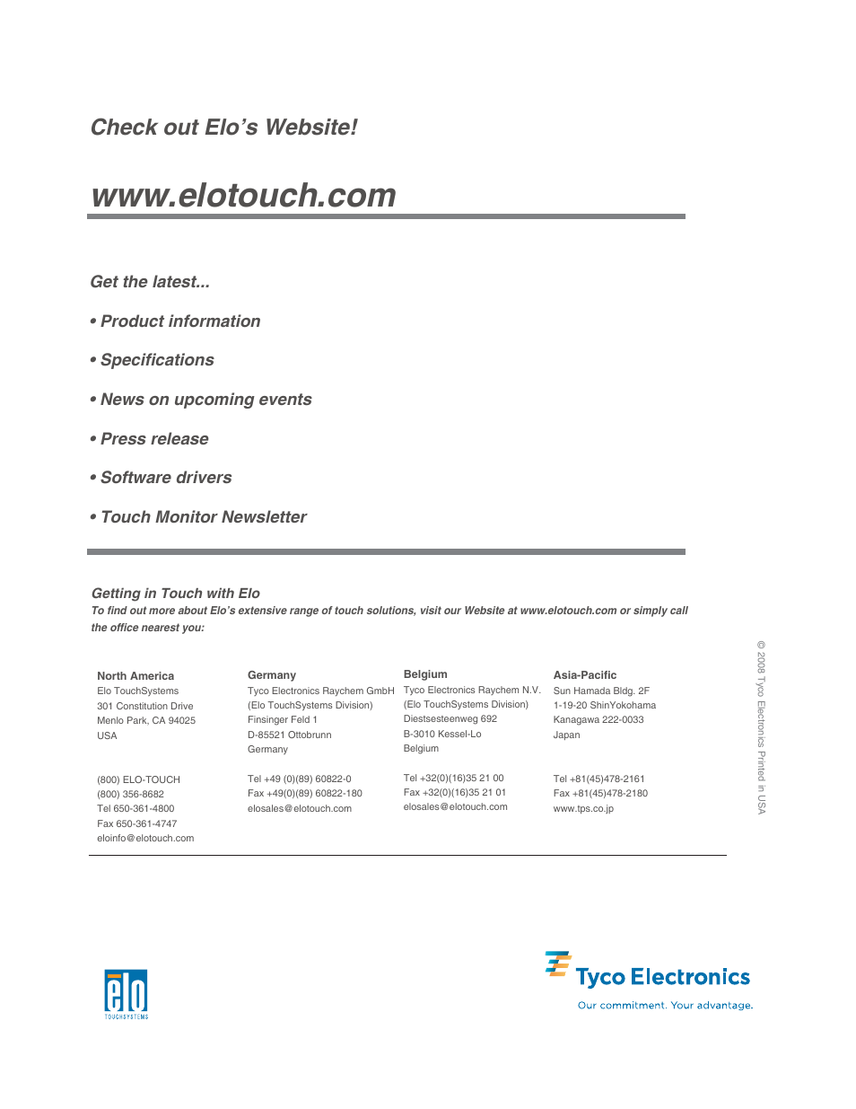 Check out elo’s website | Elo TouchSystems ET2039L User Manual | Page 33 / 33