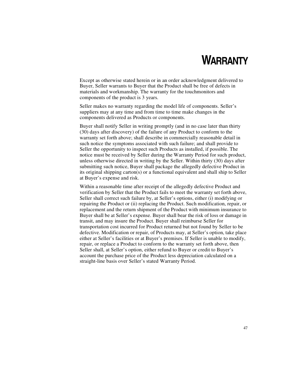 Warranty, Arranty | Elo TouchSystems 1525/27L User Manual | Page 52 / 56