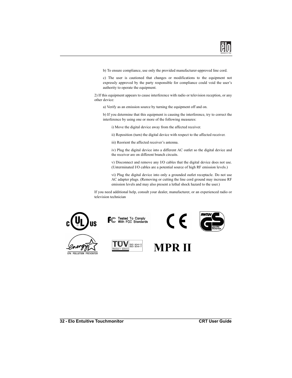 Mpr ii | Elo TouchSystems CRT Touchmonitors User Manual | Page 37 / 50