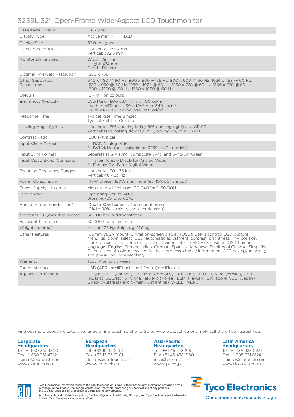 Elo TouchSystems Elo Entuitive 3000 Series 3239L User Manual | Page 2 / 2