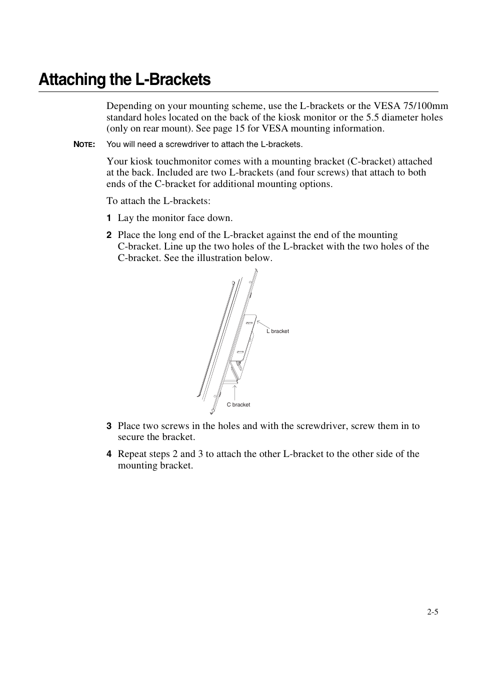Attaching the l-brackets | Elo TouchSystems 1847L User Manual | Page 10 / 52