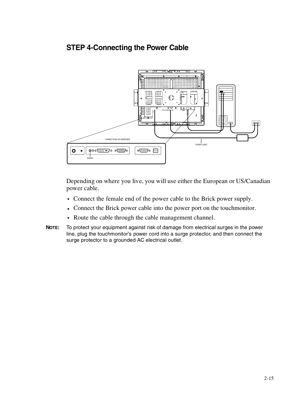 Step 4-connecting the power cable | Elo TouchSystems 1847L User Manual | Page 20 / 52