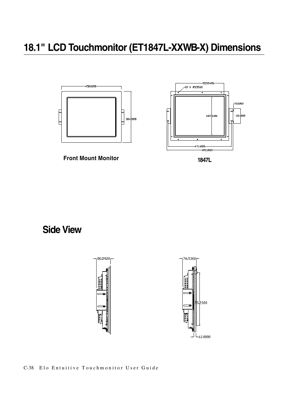 Side view | Elo TouchSystems 1847L User Manual | Page 43 / 52