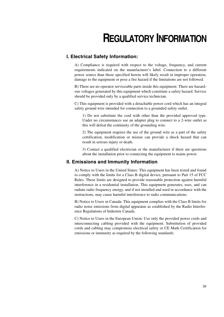 Egulatory, Nformation | Elo TouchSystems 1847L User Manual | Page 44 / 52