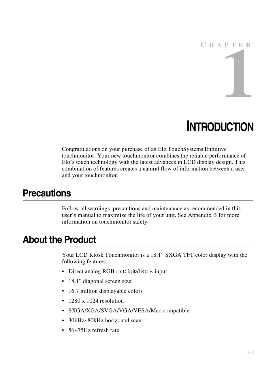 Ntroduction | Elo TouchSystems 1847L User Manual | Page 6 / 52