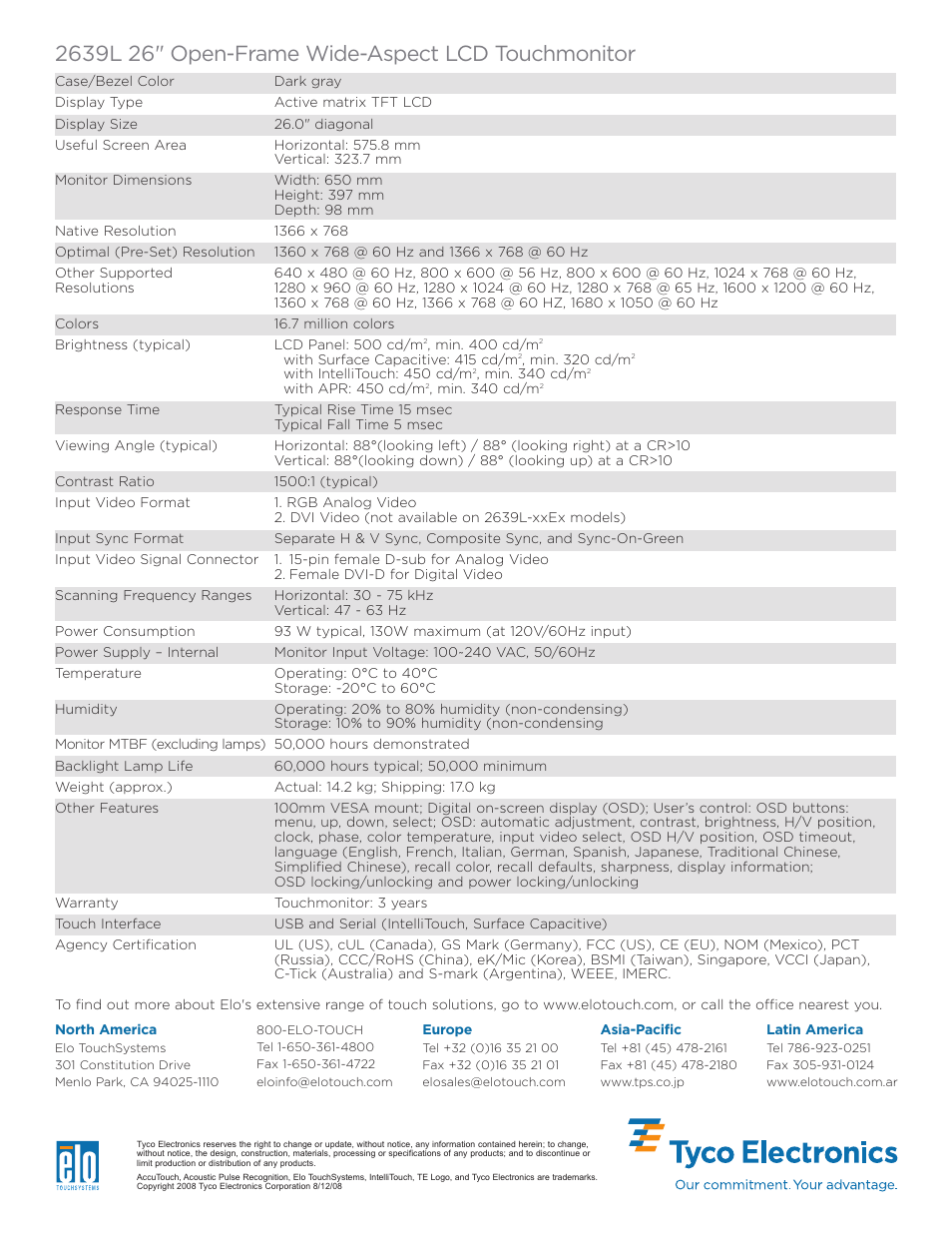 Elo TouchSystems Elo Entuitive 3000 Series 2639L User Manual | Page 2 / 2