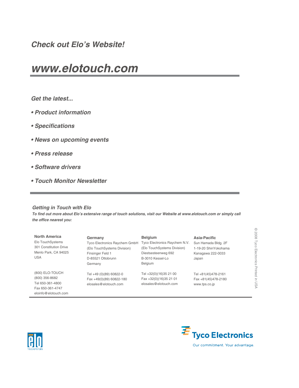Check out elo’s website | Elo TouchSystems ET2239L User Manual | Page 33 / 33