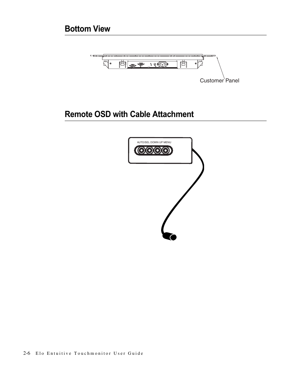 Bottom view remote osd with cable attachment | Elo TouchSystems ET1566L-7SWC-1 User Manual | Page 11 / 44