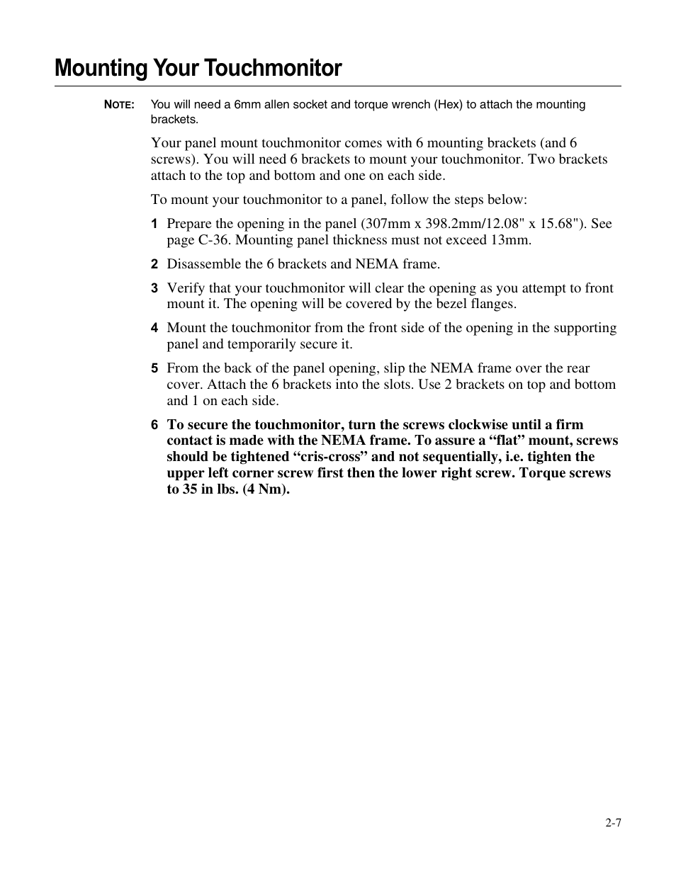Mounting your touchmonitor | Elo TouchSystems ET1566L-7SWC-1 User Manual | Page 12 / 44