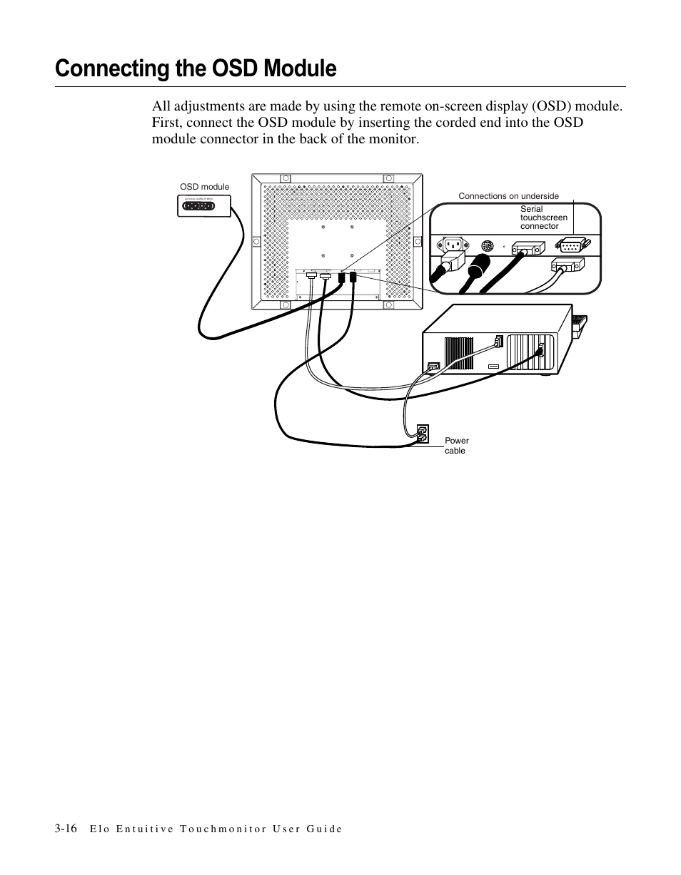 Connecting the osd module | Elo TouchSystems ET1566L-7SWC-1 User Manual | Page 21 / 44