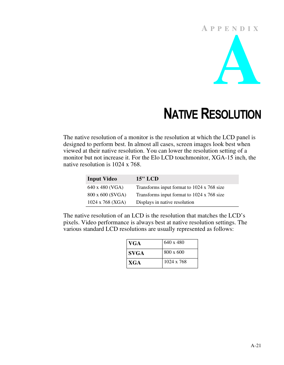 Ative, Esolution | Elo TouchSystems ET1566L-7SWC-1 User Manual | Page 26 / 44