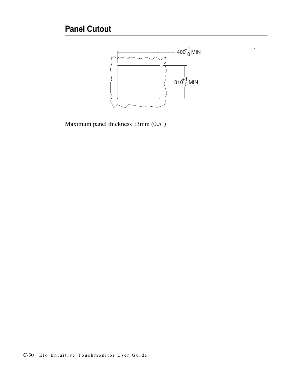 Panel cutout | Elo TouchSystems ET1566L-7SWC-1 User Manual | Page 35 / 44