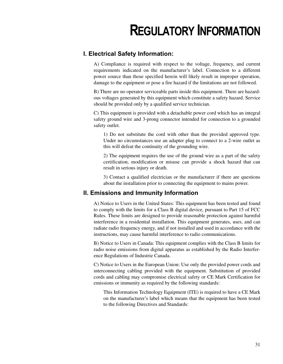 Egulatory, Nformation | Elo TouchSystems ET1566L-7SWC-1 User Manual | Page 36 / 44