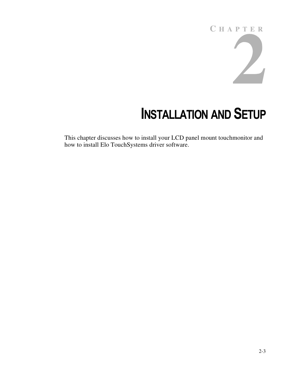 Nstallation and, Etup | Elo TouchSystems ET1566L-7SWC-1 User Manual | Page 8 / 44