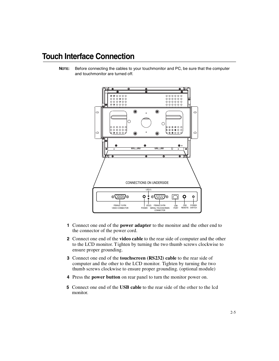 Touch interface connection | Elo TouchSystems Elo Entuitive 3000 Series 1247L User Manual | Page 10 / 40