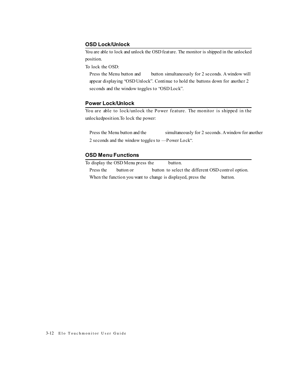 Controls and adjustment | Elo TouchSystems Elo Entuitive 3000 Series 1247L User Manual | Page 17 / 40