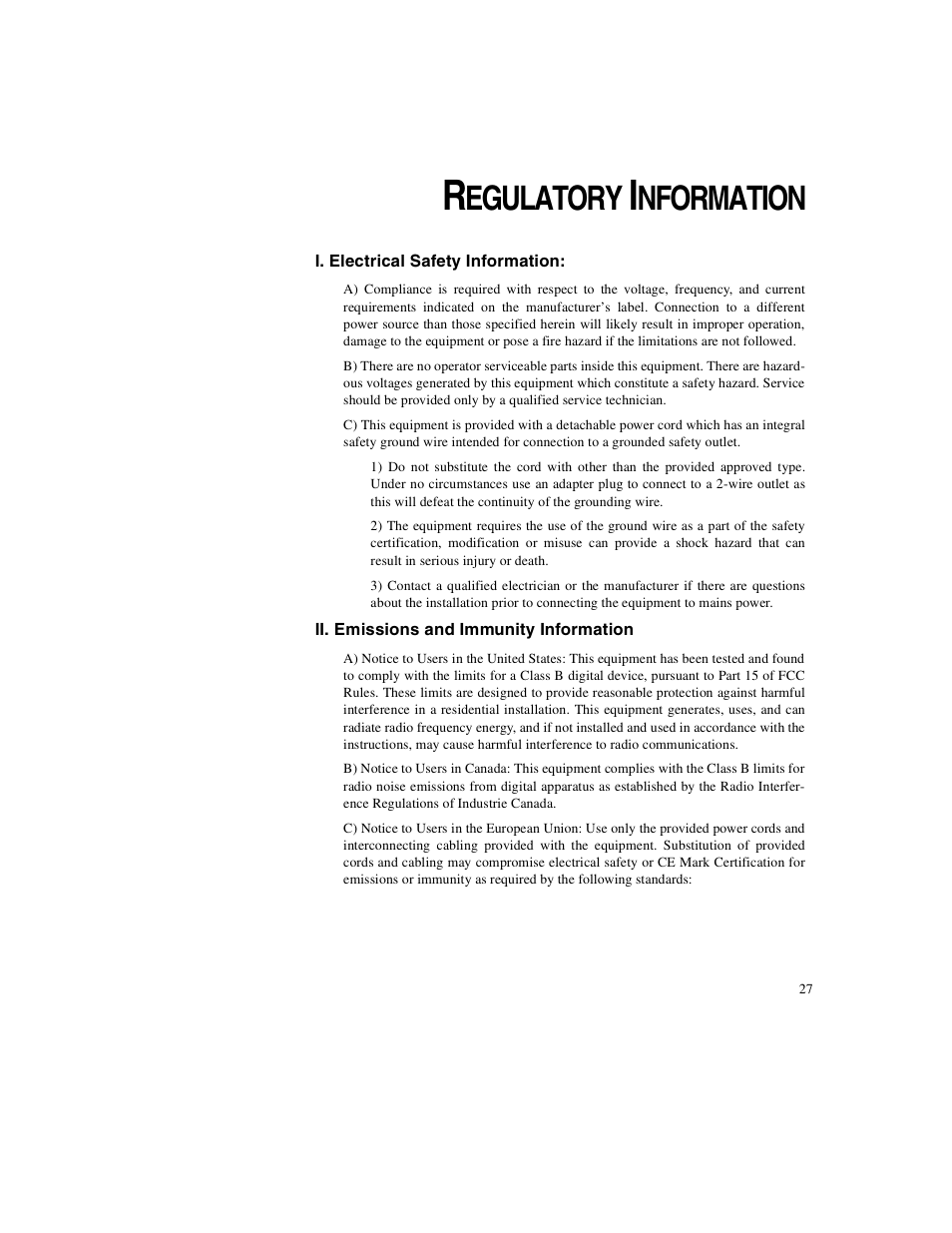 Regulatory information, Egulatory, Nformation | Elo TouchSystems Elo Entuitive 3000 Series 1247L User Manual | Page 32 / 40