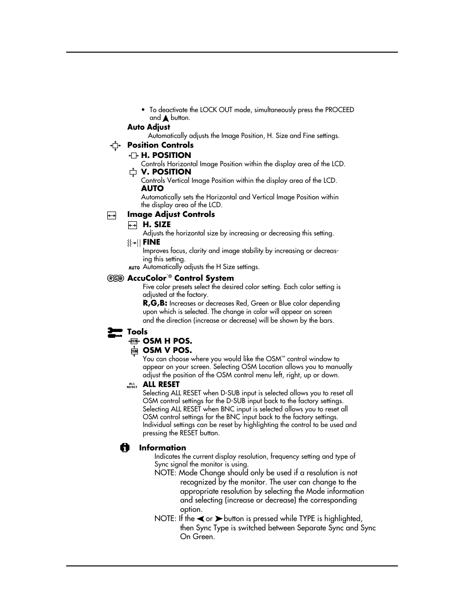User controls (continued) | Elo TouchSystems ET1825L-8SWA-1 User Manual | Page 11 / 19
