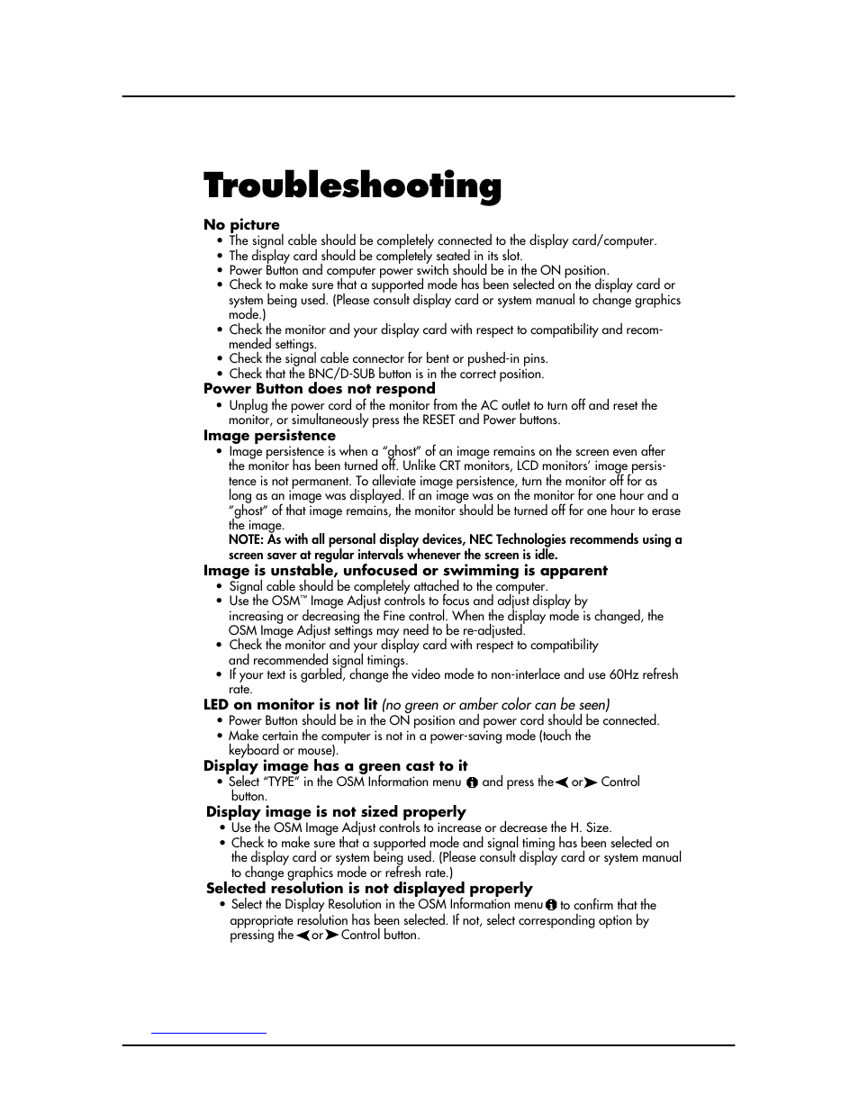 Troubleshooting | Elo TouchSystems ET1825L-8SWA-1 User Manual | Page 12 / 19