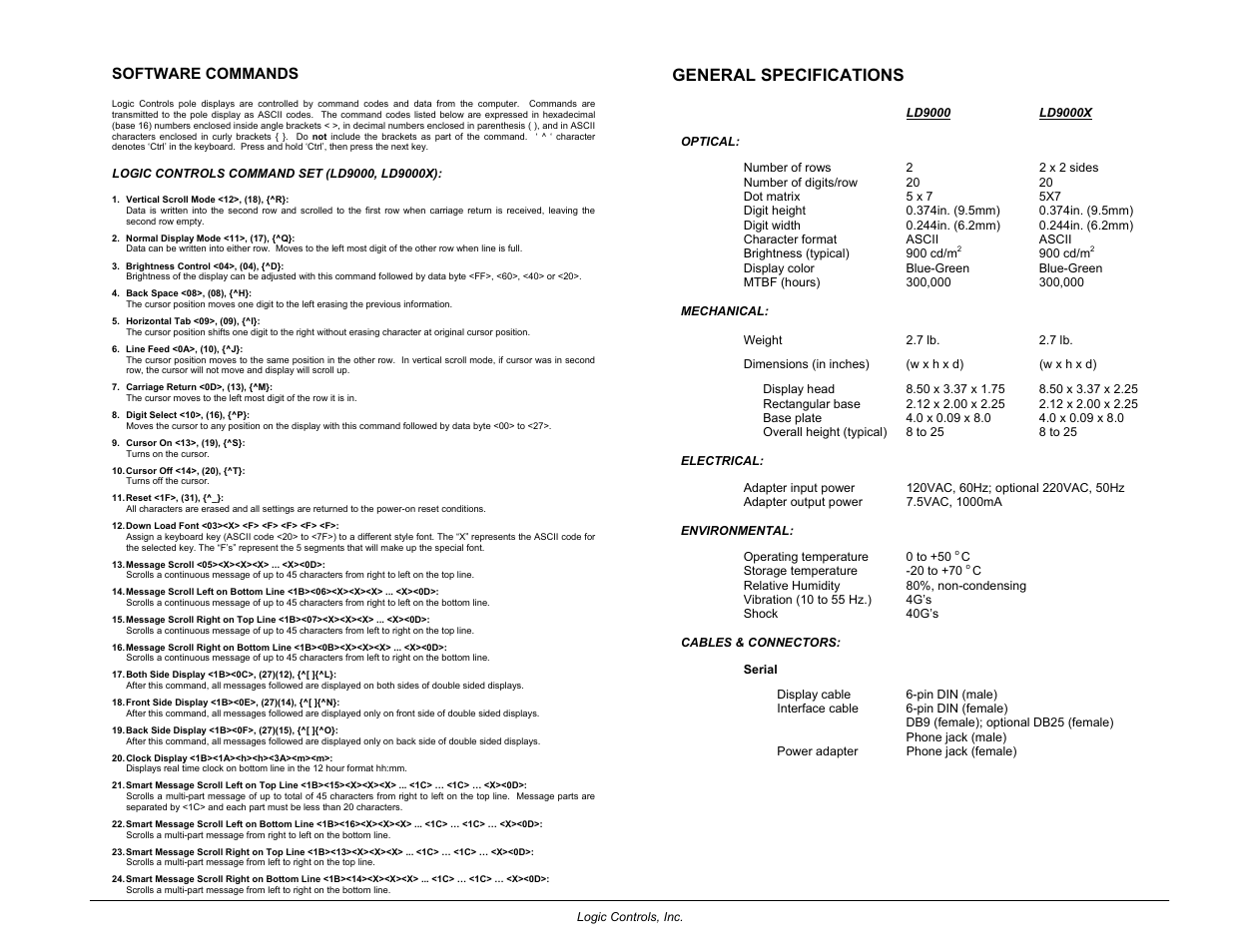 General specifications, Software commands | Elo TouchSystems ESY1529L User Manual | Page 142 / 142