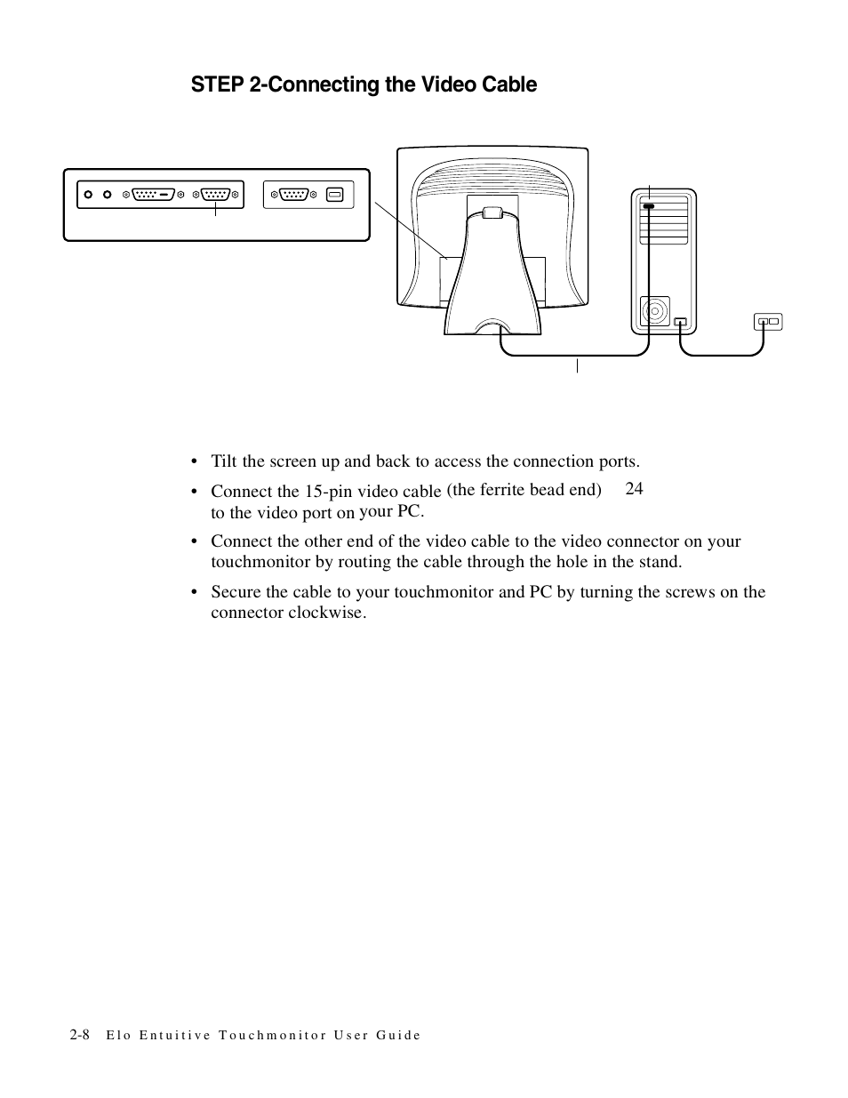 Step 2-connecting the video cable | Elo TouchSystems 1725L Series User Manual | Page 15 / 52