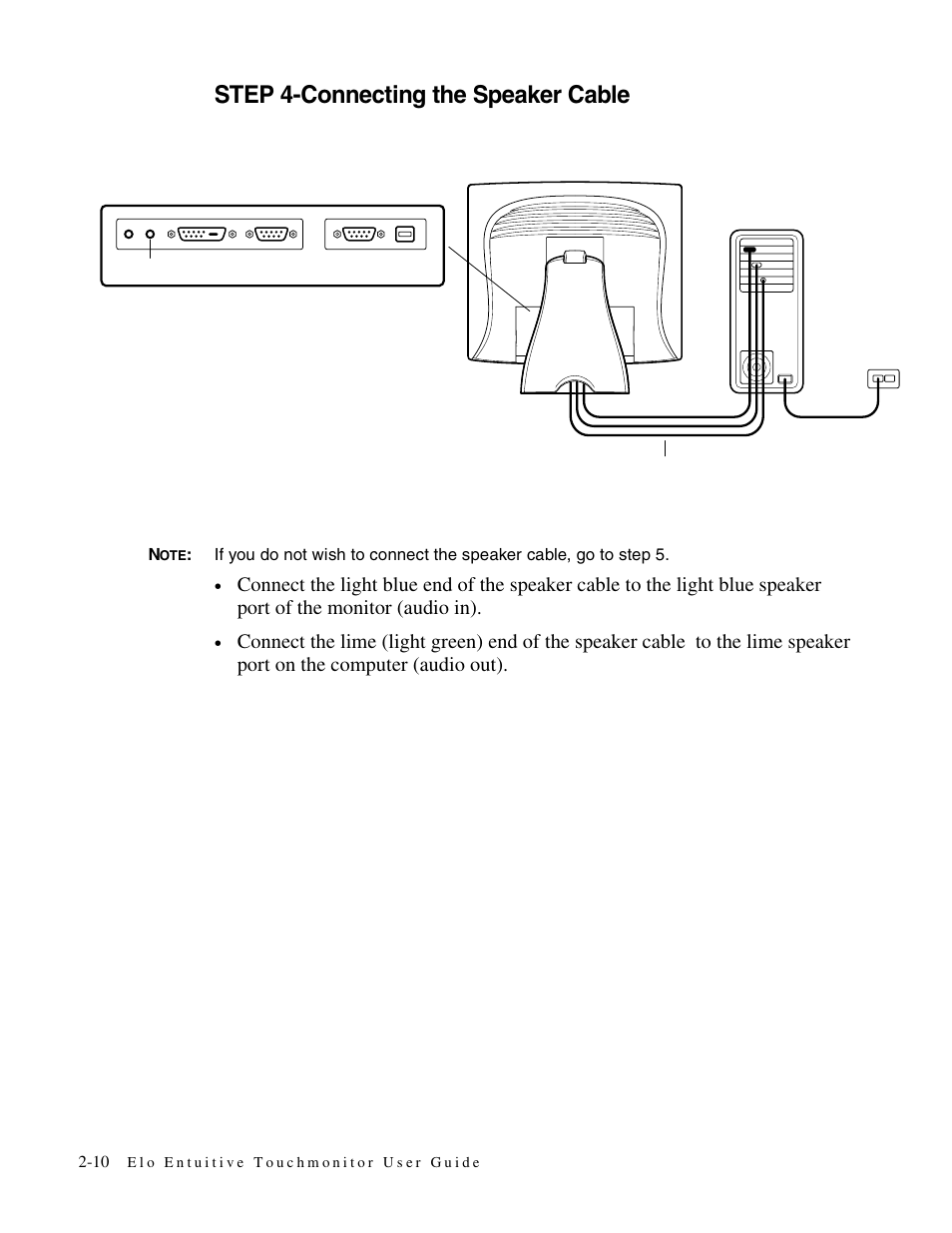 Step 4-connecting the speaker cable | Elo TouchSystems 1725L Series User Manual | Page 17 / 52