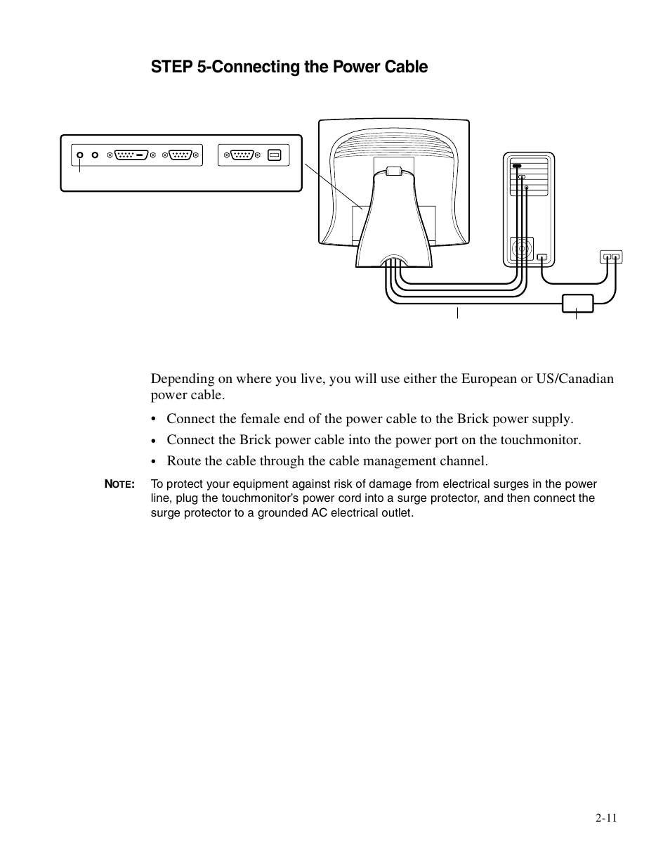 Step 5-connecting the power cable | Elo TouchSystems 1725L Series User Manual | Page 18 / 52