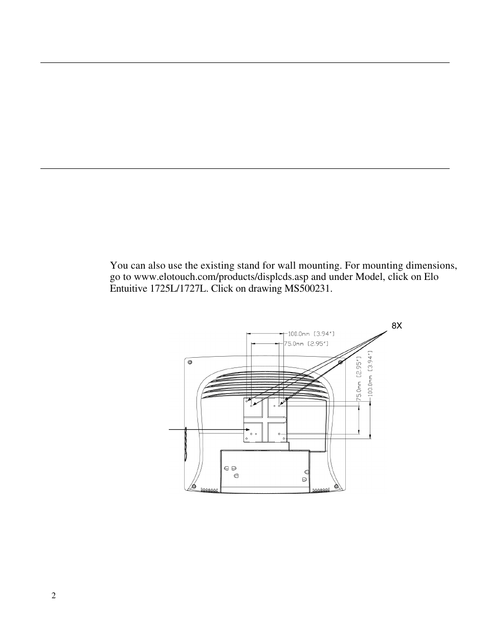 Optimizing the lcd display, Vesa mount on your touchmonitor | Elo TouchSystems 1725L Series User Manual | Page 19 / 52