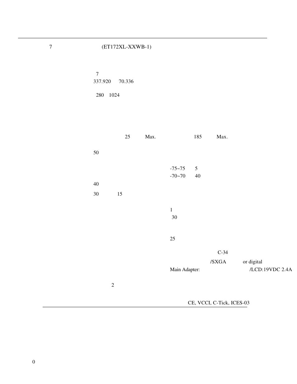 Touchmonitor specifications | Elo TouchSystems 1725L Series User Manual | Page 37 / 52