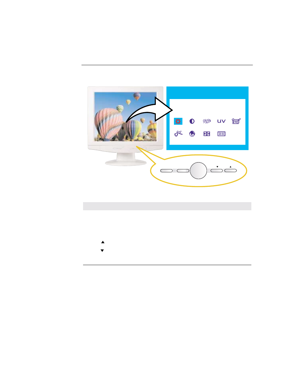 Adjustments, Figure 3.1 touchmonitor controls, Brightness | Elo TouchSystems ET1724L-7SWR-1-NL User Manual | Page 22 / 50