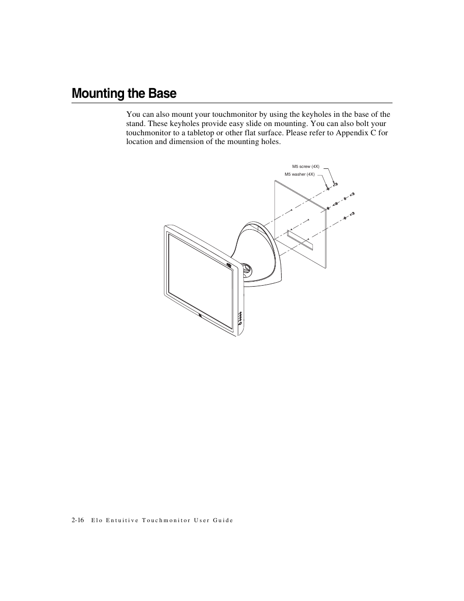 Mounting the base | Elo TouchSystems 1925L Series User Manual | Page 20 / 55