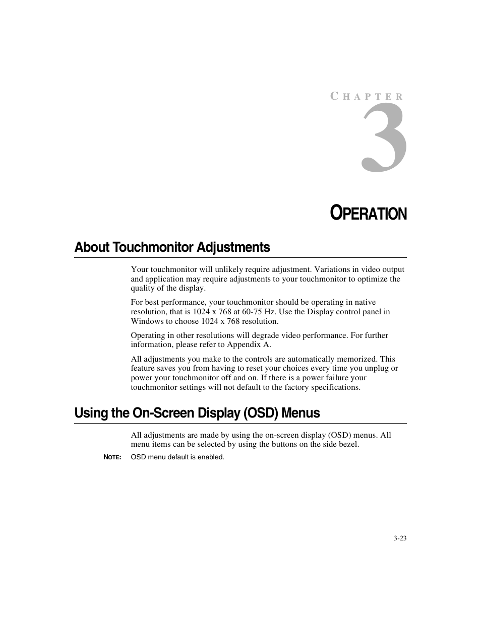Peration | Elo TouchSystems 1925L Series User Manual | Page 27 / 55