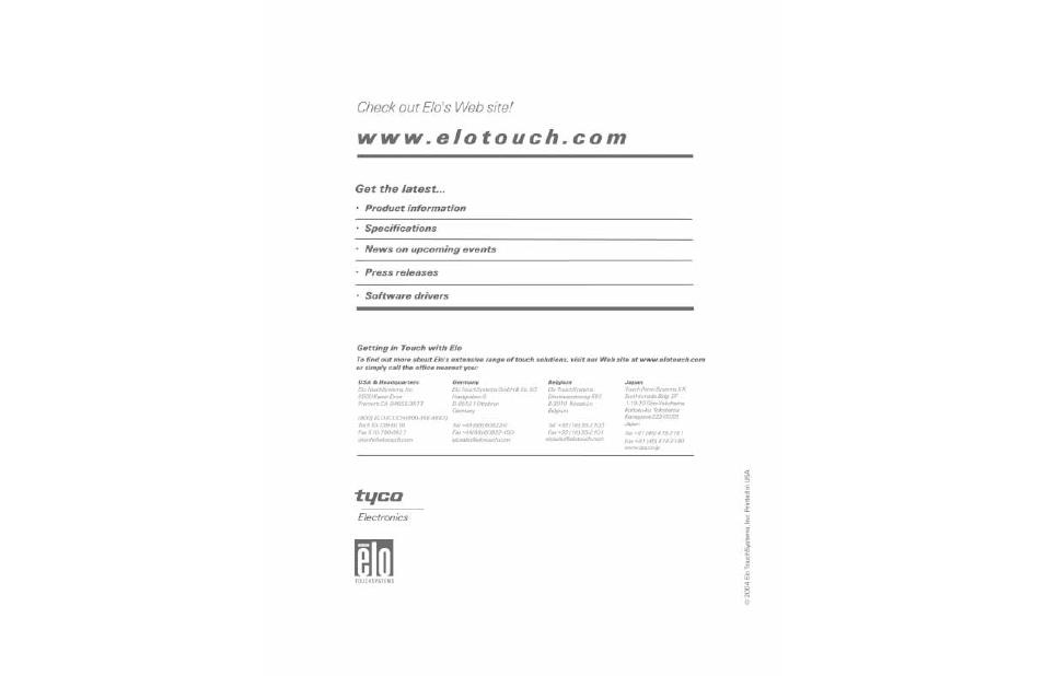 Elo TouchSystems 1925L Series User Manual | Page 55 / 55