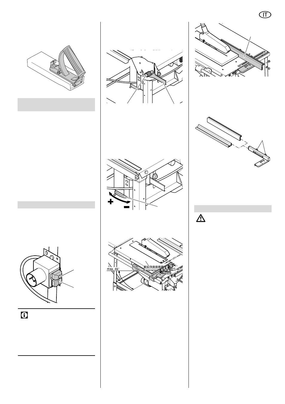 Particolari caratteristiche del prodotto, Comandi, Montaggio | Italiano | Elektra Beckum TKHS 315 E/P User Manual | Page 41 / 64