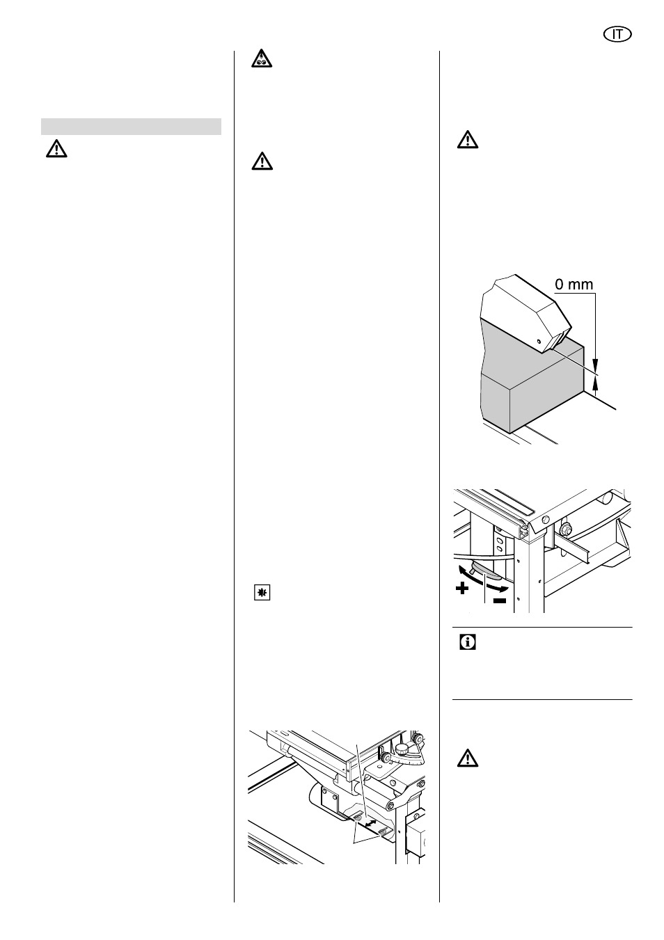 Funzionamento, 1 impianto di aspirazione trucioli, 2 regolazione dell’altezza di taglio | 3 regolazione dell’inclinazione della lama, 1 impianto di aspirazione, Trucioli, 2 regolazione dell’altezza d, I taglio, 3 regolazione dell’inclinazione, Della lama | Elektra Beckum TKHS 315 E/P User Manual | Page 45 / 64